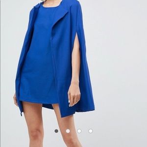 ASOS royal blue dress with detachable cape